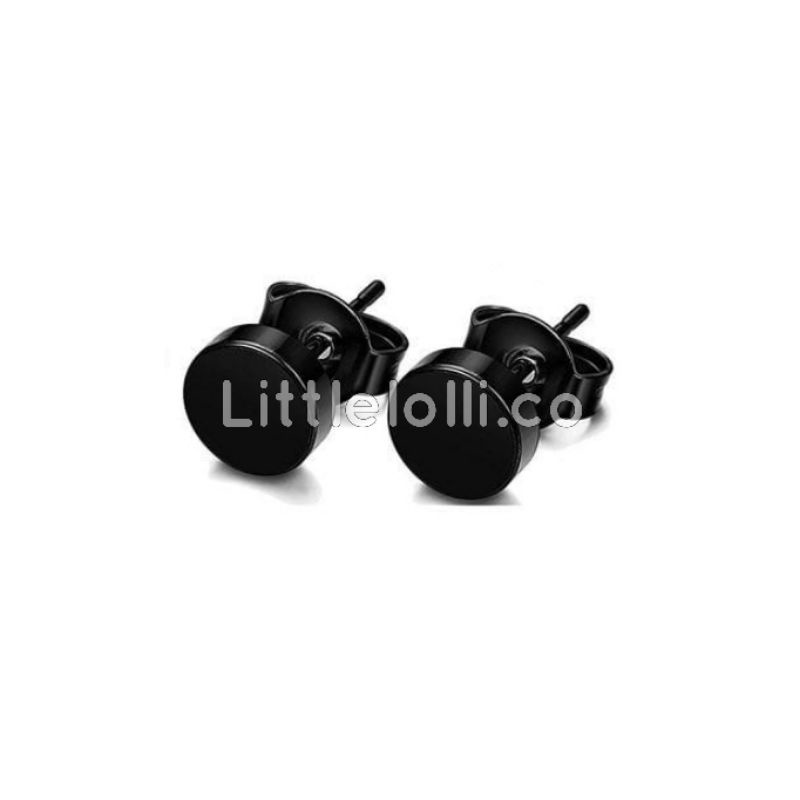 ANTING WANITA PRIA TITANIUM SWAROVSKI STUD EARING PREMIUM ANTIKARAT LITTLELOLLI.CO AKSESORIS TELINGA-T.Stud POLOS Black