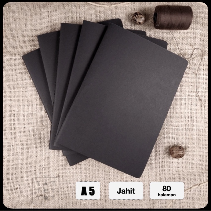 

[RESTOCK] NOTEBOOK HITAM A5 JAHIT BUKU BLACK SCRAPBOOK by TAT TET TOT