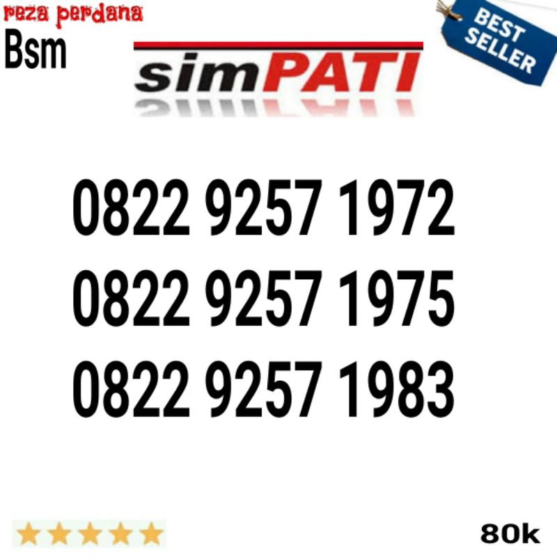 Nomor cantik simpati 0822 9257 1972 seri Tahun 1972 rapi Bsm04