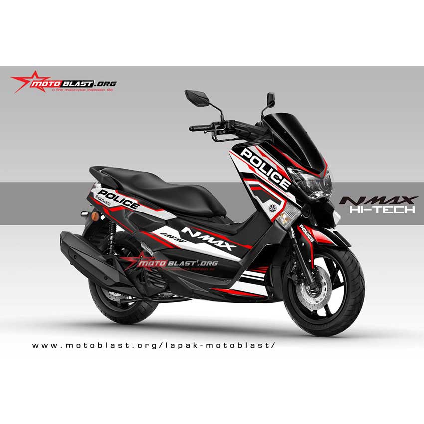 Decal Stiker Yamaha NMAX BLACK RED HITECH POLICE