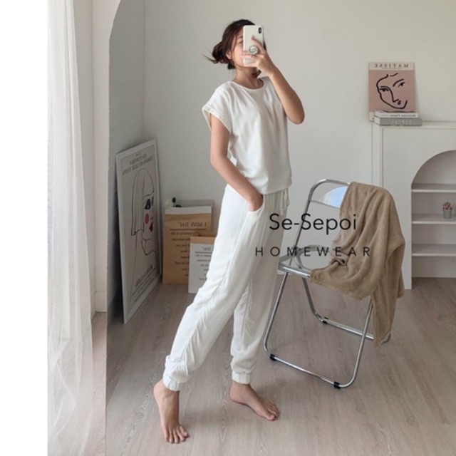 CLOUDY Set Rayon Crinkle Sesepoi / Jogger Pants Set / Piyama Set / Loungewear / Baju muslim