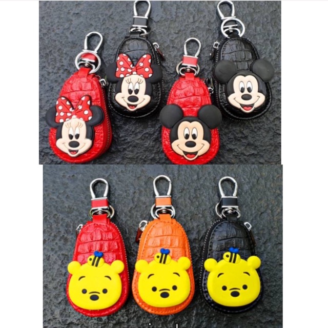 Dompet gantungan kunci mickey minnie winnie the pooh Dompet Gantungan Kunci STNK Mobil Motor Mickey Minnie