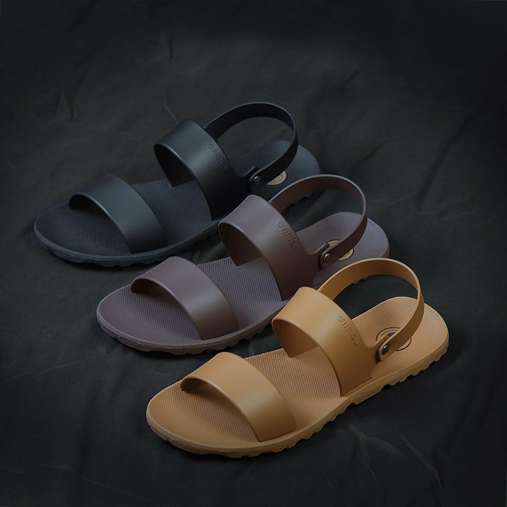 Camou Sendal Sepatu Sandal Tali Belakang Pria Bahan Full Karet Anti licin Original Dante - Karamel