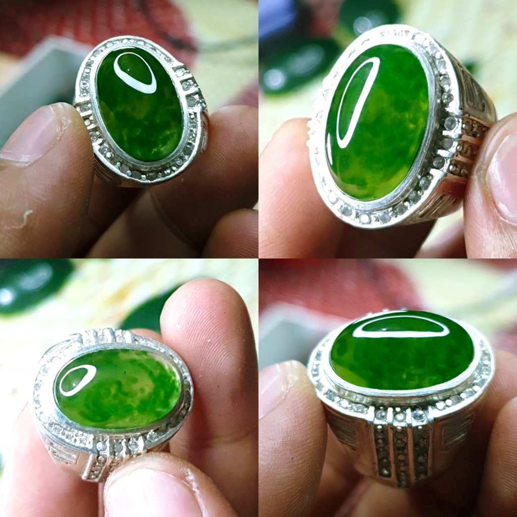 BATU CINCIN LUMUT HIJAU TUA IDOCRASE TOTOL GERIMIS KODE2507