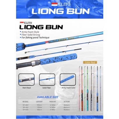 Joran Pancing ELITO LIONG BUN Fiber Solid Warna 120 135 150