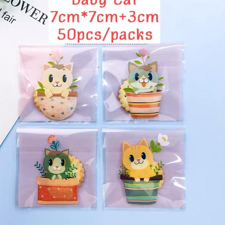 

Seller V8DGM 50PCS Plastik cookies 7x7 plastik kue lucu animal character plastik packing cookies 72