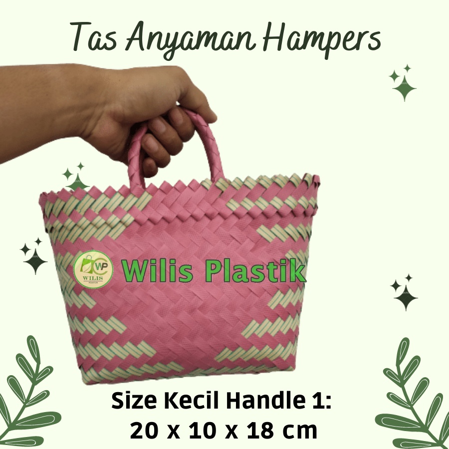 Tas Anyaman Plastik Hampers Lurik Kecil Handle 1 Tas Souvenir Keranjang Jinjing Tas Wanita Parcel Hantaran Belanja Pasar