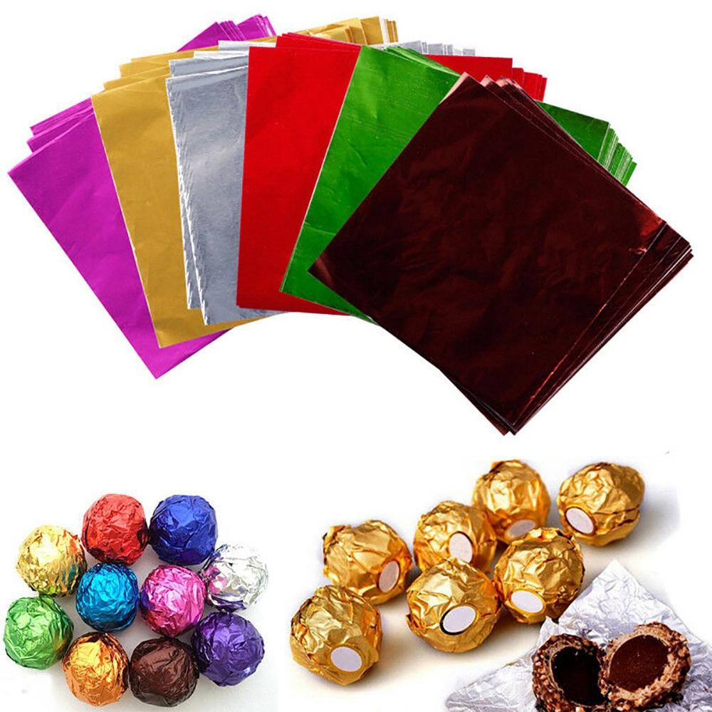 【 ELEGANT 】 Bungkus Permen Kertas 4x4 inch Berwarna Dekorasi Sovenir Pesta Aluminium Foil Hari Valentine Foil Lembaran