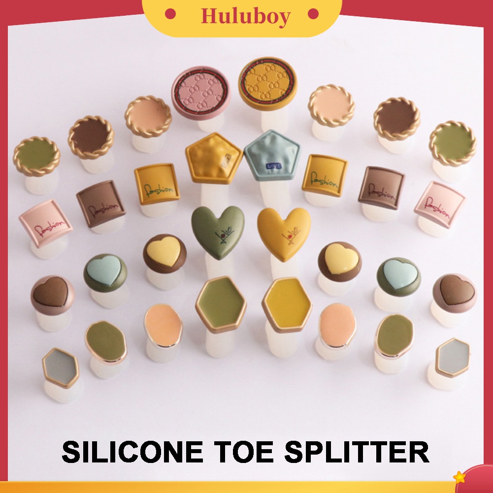 Huluboy Huluboy♡ 8pcs / Set Pemisah Jari Kaki Bentuk Hati / Kotak Bahan Silikon Untuk Pedicure DIY