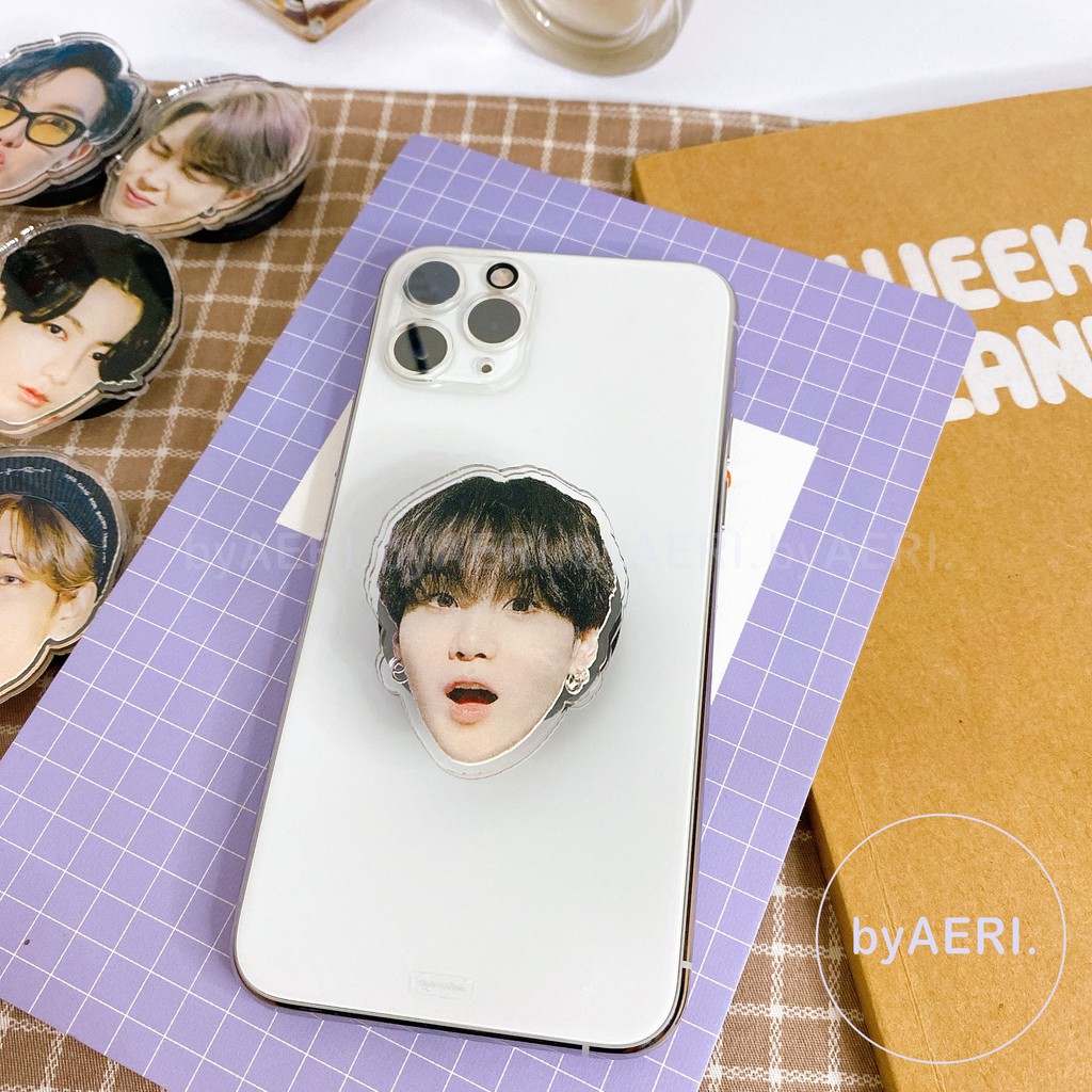 B T S POPSOCKET Akrilik Ready Stock (Pop Socket Wajah KPOP Holder Handphone/Pegangan HP)