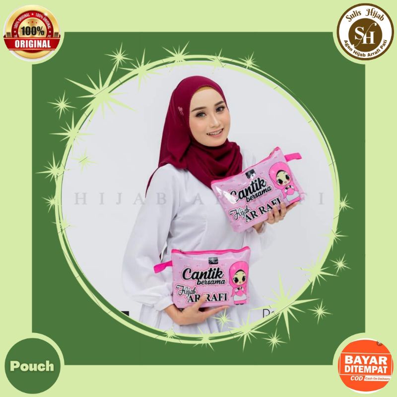 tas dompet pouch wadah tempat kosmetik make up wanita koin serbaguna kecil besar arrafi transparan m