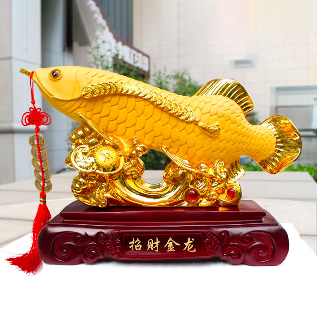 Patung Pajangan Hiasan Ikan Arwana Arowana Golden Silver Supered Red Gold Albino Hb Pino Blue Base Bluebase Kuning Mata Merah Jardini Jardin Crossback Brazil Banjar Hadiah Kado Fengshui Fengsui Feng Shui Rejeki Hoki Meja Kantor Batu Resin Baby Besar Jumbo