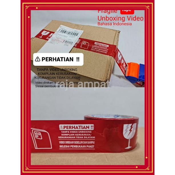 LAKBAN FRAGILE UNBOXING / MAKE YOUR VIDEO UNBOXING / LAKBAN MUDAH PECAH BELAH VARIAN SATUAN