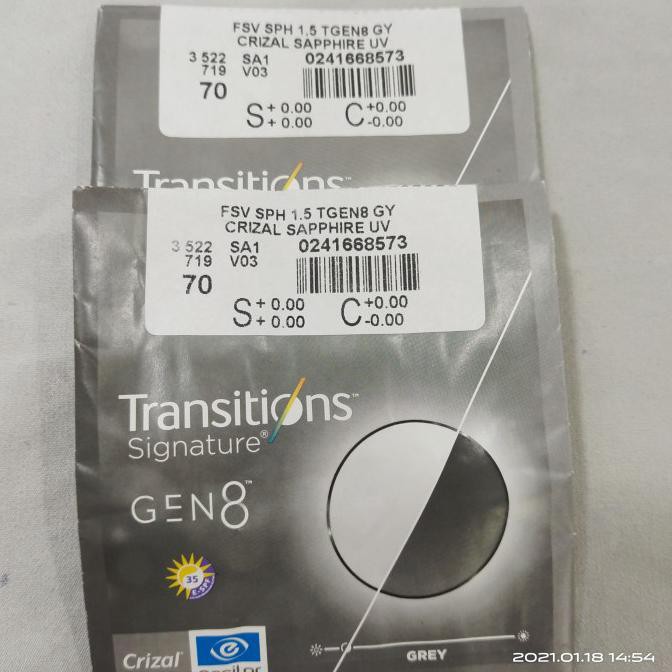 Lensa Kacamata Essilor Sv Orma 1.5 Gen 8 Grey Crizal Drive - Graphite Green