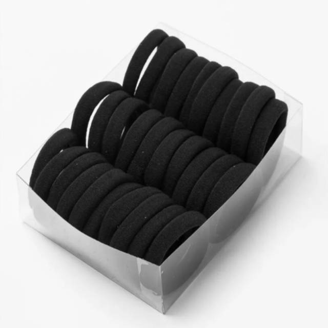 6Pcs Ikat Rambut Donat 3.5cm & 4.5cm / Kunciran Karet Rambut Warna HITAM-5