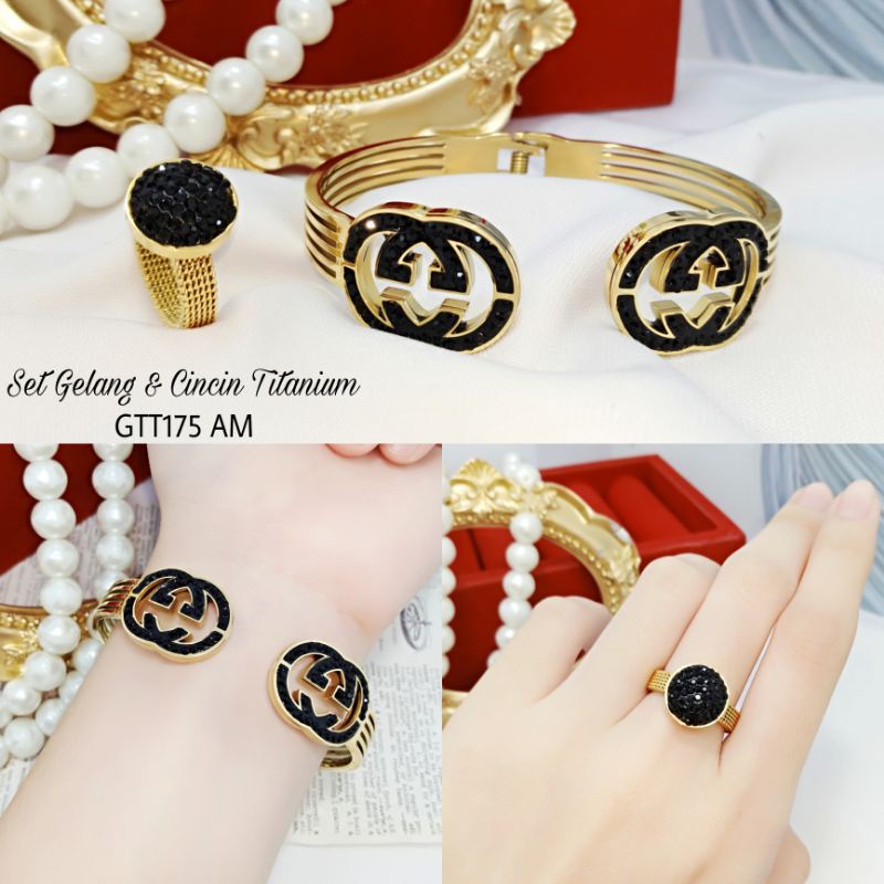 Gelang Set Titanium/Titanium Set Gelang Cincin GTT175 AM