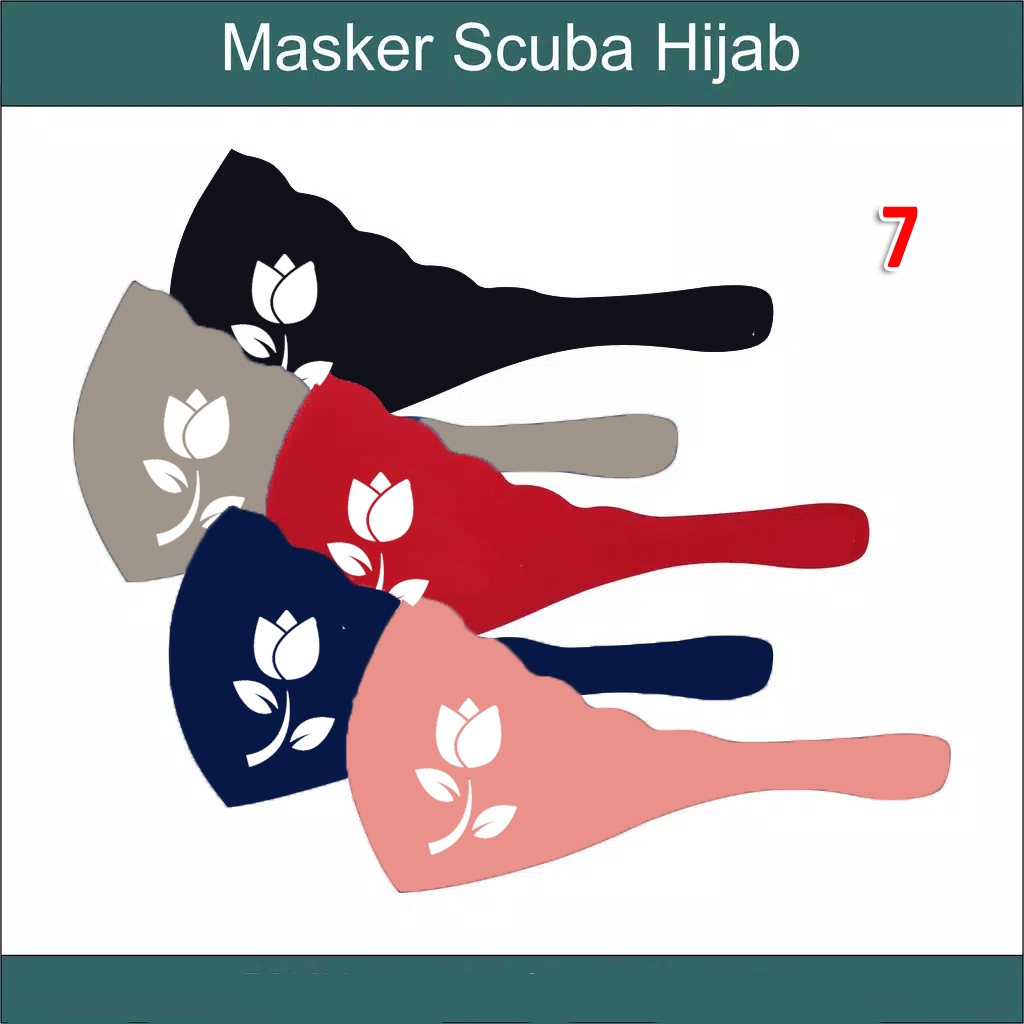 Masker Hijab motif 3 bahan scuba washable