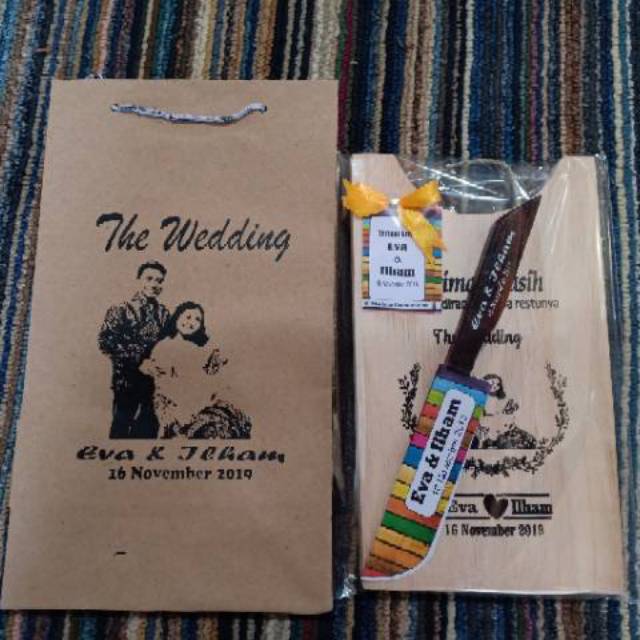 

paket souvenir telenan tas + pisau + paperbag besar untuk pernikahan wedding ultah Aqiqah khitanan