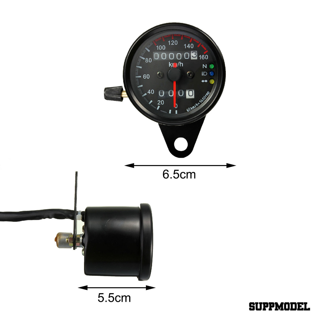 SPM Speedometer Rounded 12V Dual Speed Meter Motorcycle Speedometer Odometer for 12V Motorcycle