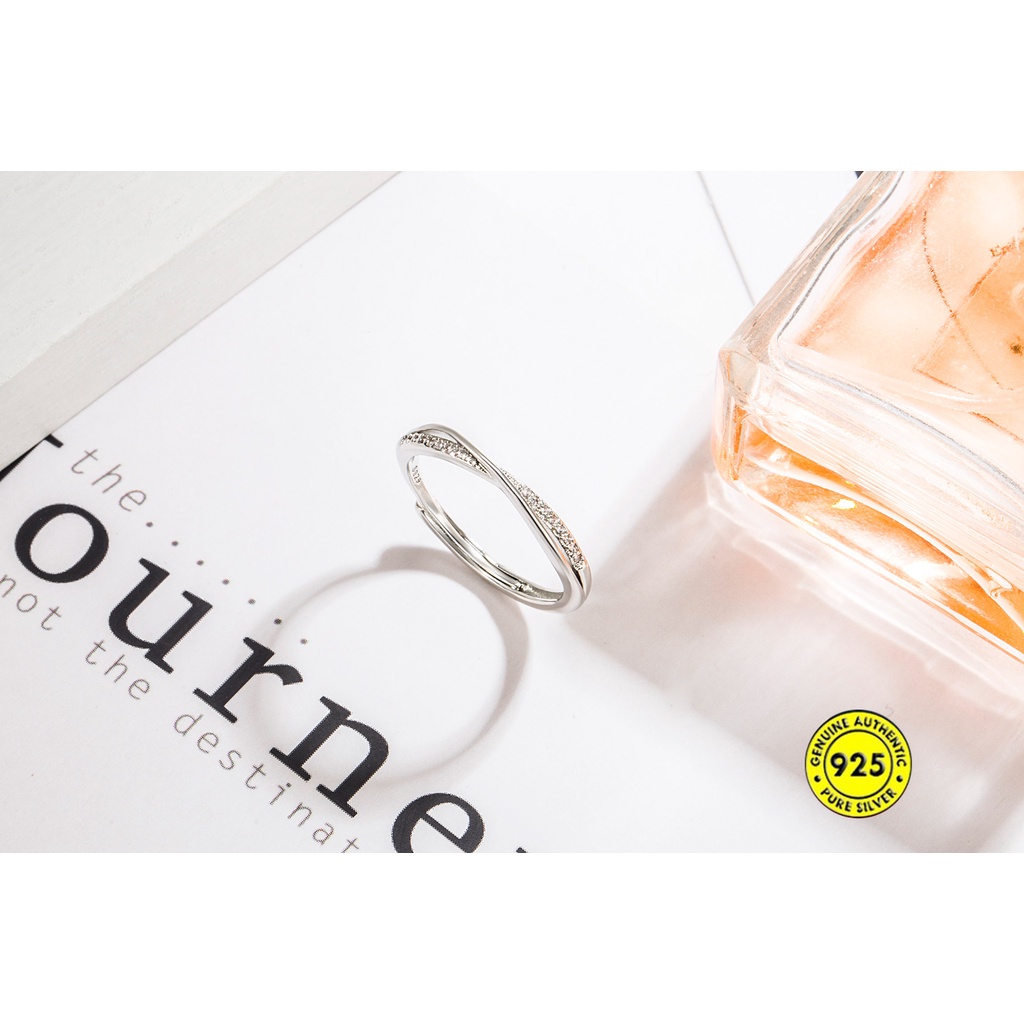 Cincin Berlian Baris Tunggal Bahan S925 Silver Untuk Wanita