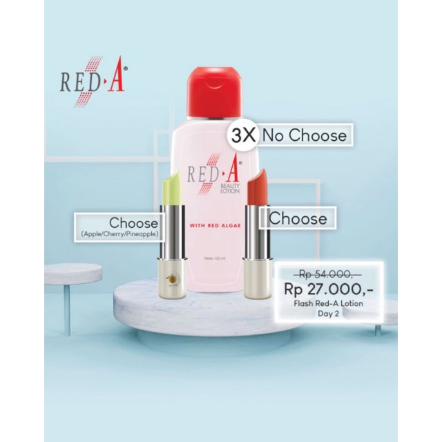 Paket 3 Red-A Beauty Lotion 1 Lip Balm 1 Lipstick