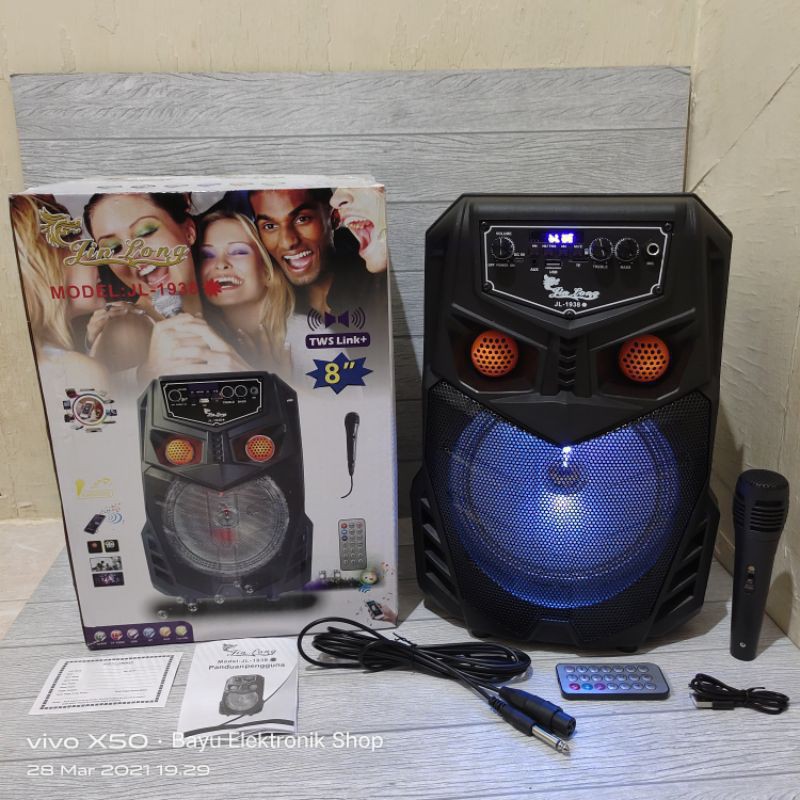 SPEAKER BLUETOOTH JINLONG 8 IN JL-1938 FREE MIC+REMOTE - FULL BASS