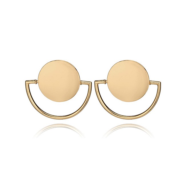 LRC Anting Tusuk Fashion Gold Color Semicircle Shape Design Pure Color Earrings E93631