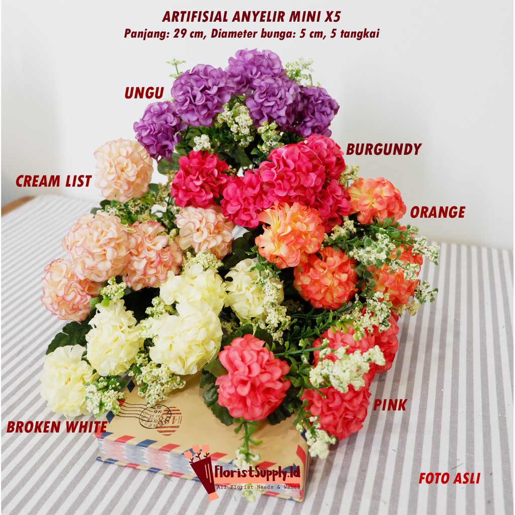 [5 Tangkai] Bunga Anyelir Mini X5 Artifisial (1 kg isi 40 pcs)