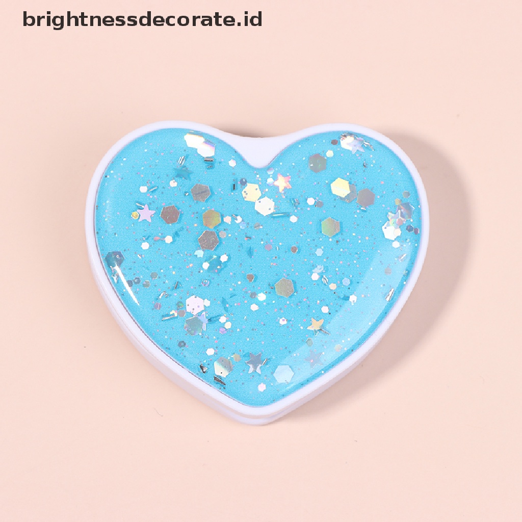 (Birth) Stand Holder / Dudukan Ponsel Universal Desain Hati + Glitter Dapat Dilipat