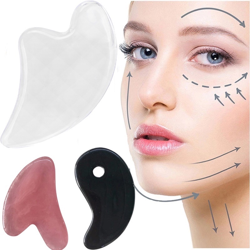 Alat Pijat Gua Sha Kristal Resin Alami Anti Aging Untuk Perawatan Kulit Wajah / Tubuh / Leher