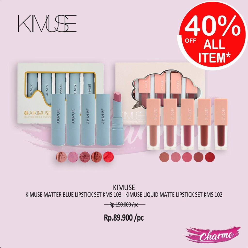 (READY &amp; ORI) Kimuse 5 In 1 Living Cocal Liquid Matte Lipstick Set kms102 kms103 kado seserahan teman pacar gift hampers