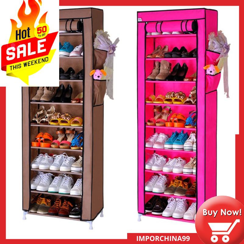 Rak Sepatu Sandal 10 Layer Shoe Rack Multifungsi Bahan Non Woven Imr1414a Shopee Indonesia