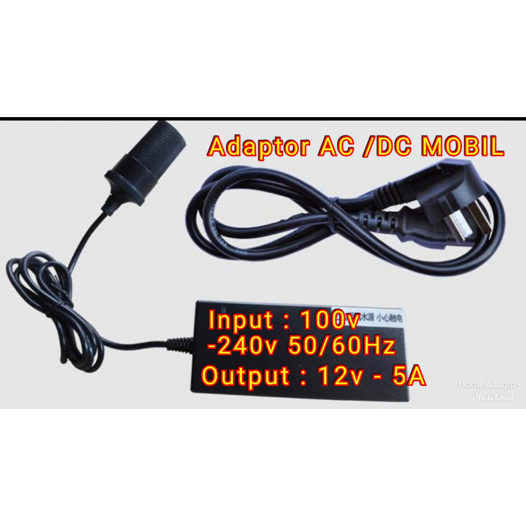 Adaptor AC ke DC - konverter mobil colokan ke listrik rumah DC 12volt 60watt