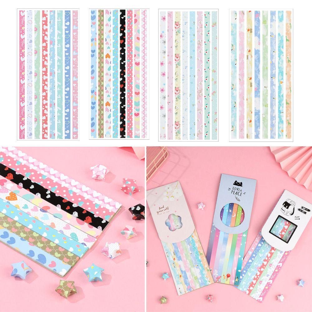 Nanas 1set/136Pcs Kertas Strip Hadiah Satu Sisi Best Wishes DIY Kerajinan Mix-Warna Set Origami