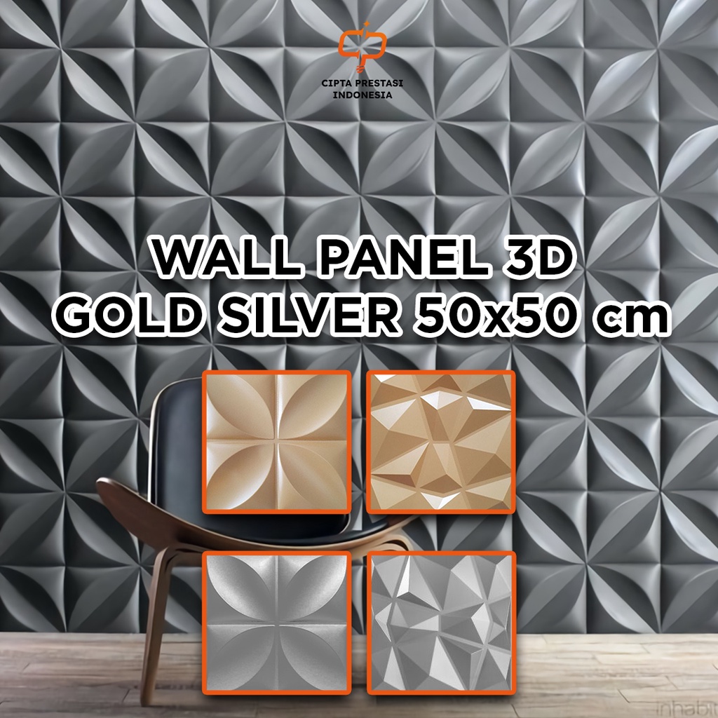 Jual Wall Panel 3D PVC 50x50 Wallpaper Desain Interior Rumah Silver and ...