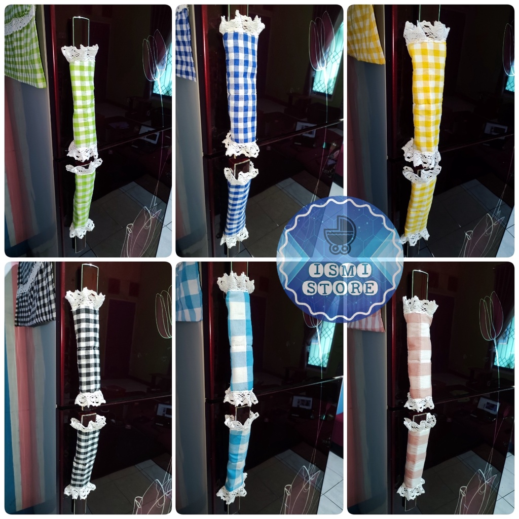 SARUNG GAGANG Pintu Kulkas / Cover Pegangan Pintu Kulkas Harga untuk 1 pc Motif Estetik Kotak Gingham Ala Korea