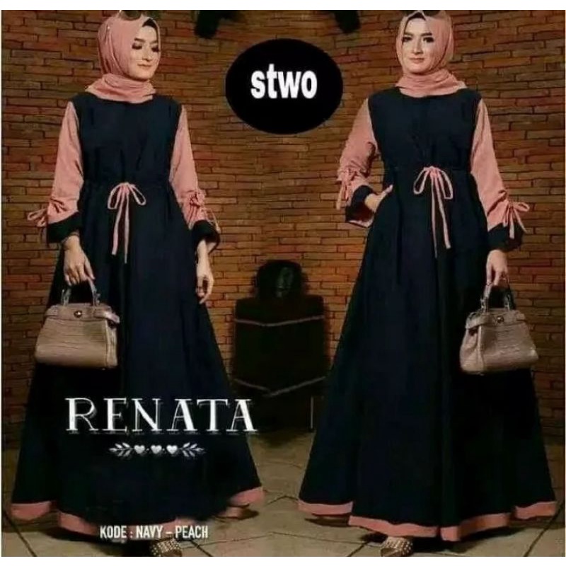 GAMIS RENATA/ GAMIS MOSCREPE WARNA KOMBINASI/ GAMIS WANITA MODEL DAN MOTIF TERBARU