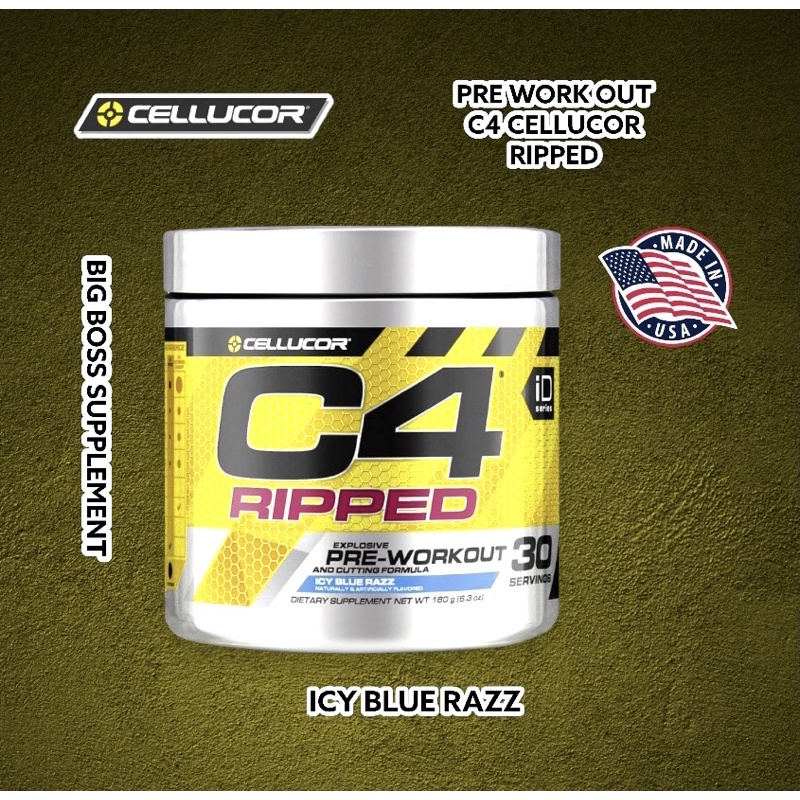 CELLUCOR C4 RIPPED 30 SERVING PRE WORKOUT SUPLEMEN GYM FITNESS PWO