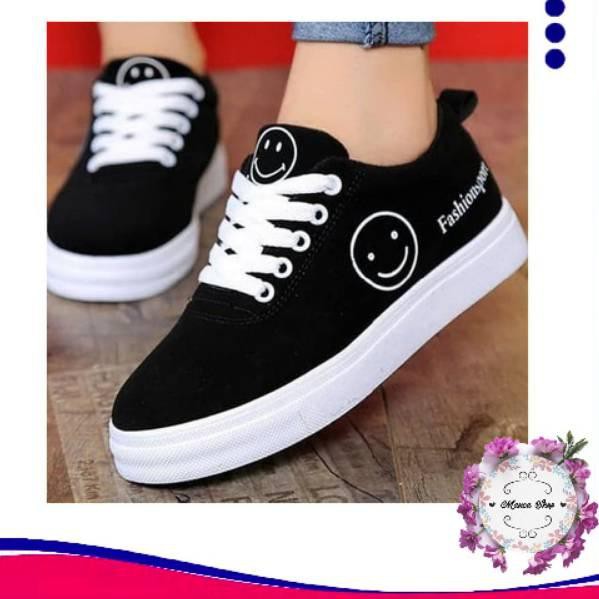 [READYY] Sepatu Wanita Murah Sekolah Hitam sol putih Cewe Murah Grosir