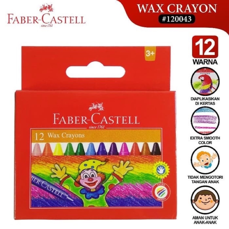 

WAX CRAYON FABER CASTELL | KRAYON LILIN PENDEK 12 dan 24 WARNA | KRAYON ANAK EXTRA SMOOTH