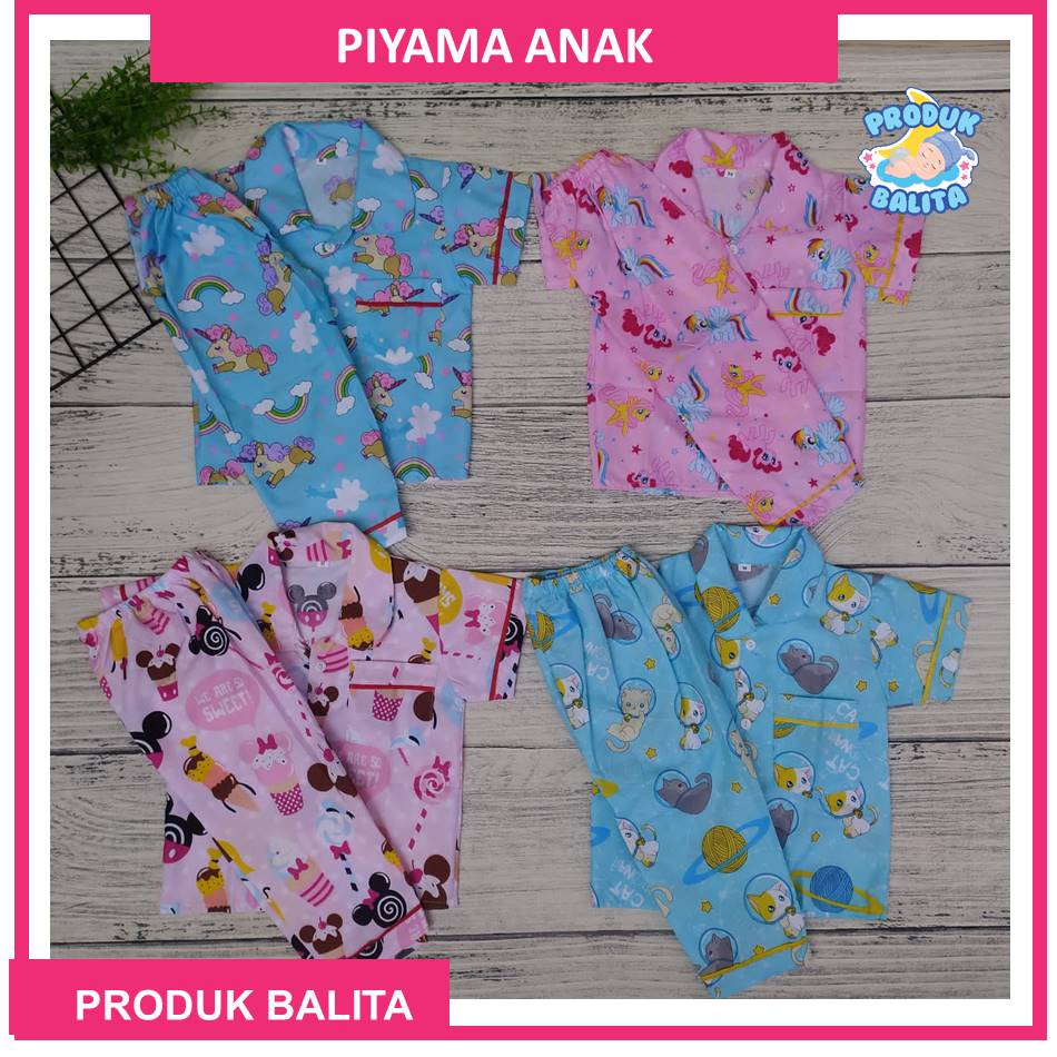 Piyama Anak Usia 1-5 Tahun Ukuran S M L XL Celana Panjang Baju Tidur Anak Perempuan Laki-laki Unisex