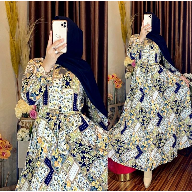 [BISA COD] - GAMIS RISKA NAVY PUSAT GROSIR BAJU TERMURAH MEDAN