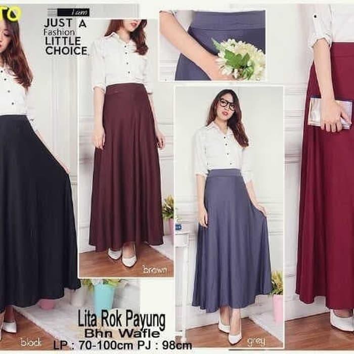 [fashion-muslim] Rovela Rok payung/rok polos/rok hitam/rok jumbo/rok panjang*sb