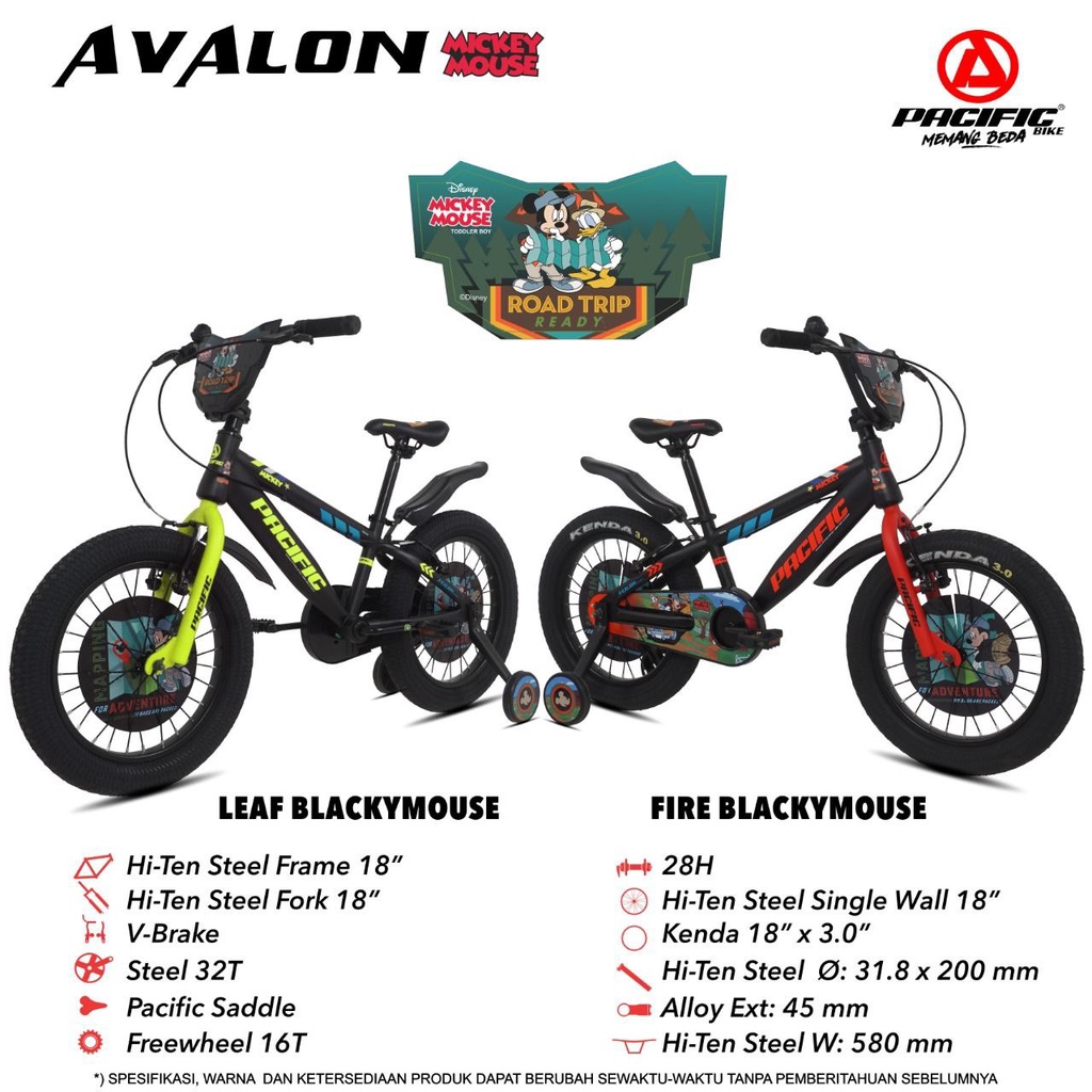 Mutiara Sepeda - Sepeda Anak Laki-Laki BMX 18 Inch Pacific Avalon Mickey Mouse