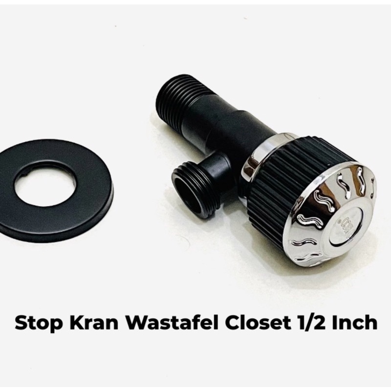 1066 Stop Kran Hitam Black Stopkran Closet Wastafel - Kran Shower 1/2 inch