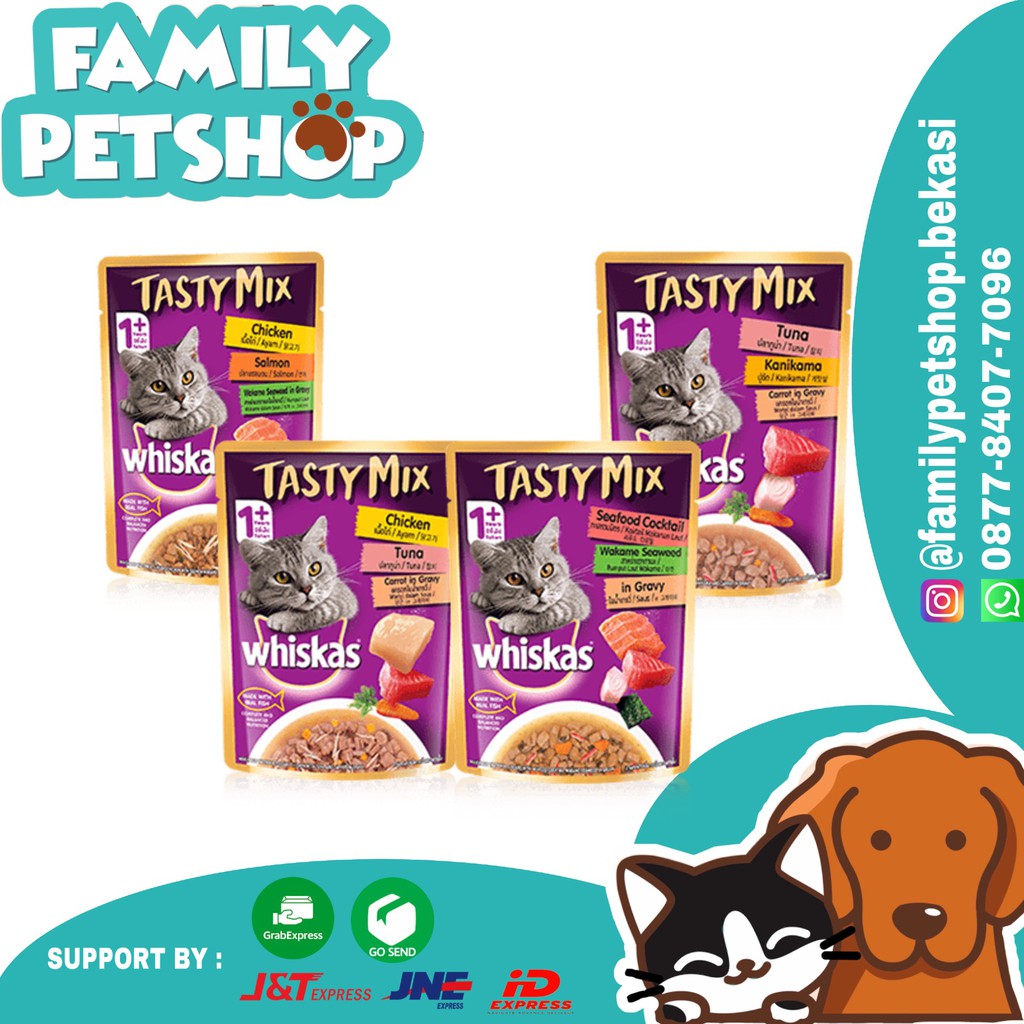 

Whiskas Tasty Mix Makanan Kucing Basah Snappy Tom Pouch 70 gr