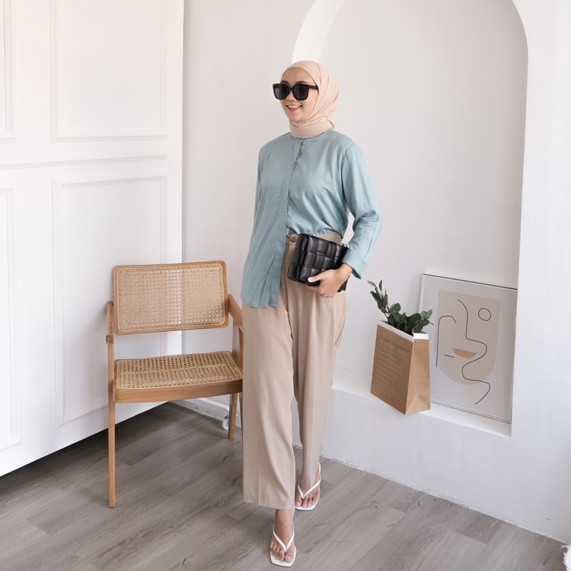Floral.id Kemeja Maudy Shirt-Mirtly green Maudy