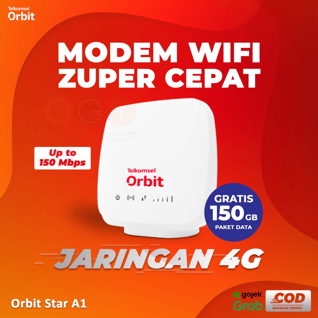 6.6 Telkomsel Orbit Star A1 Modem Router 4G WiFi High Speed 150Mbps Bonus 150Gb Paket Data / Modem Wifi / Modem 4G / Hotspot Wifi - Putih