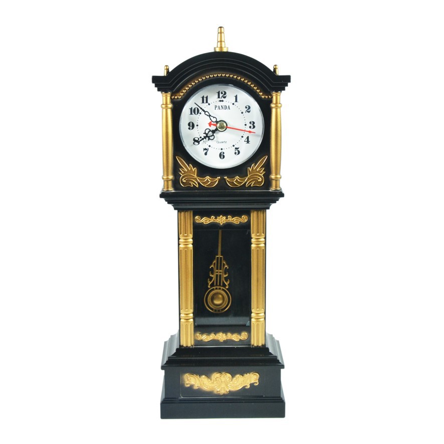Jam Meja Klasik Vintage Clock Warna Hitam Emas 9808