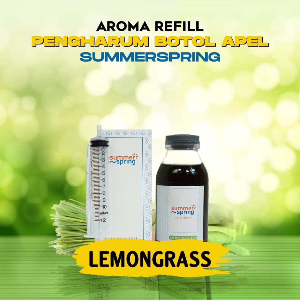 Parfum Mobil Pengharum Ruangan Pewangi Kamar Tidur Harum Summer Spring | Refill Apel | Lemon Grass